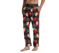 Mens Personalised Pajama Pant Custom Face Photo Comfy Pj Bottom with Pockets Stretch Pjs Bottoms Valentines Gifts