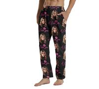 Mens Personalised Pajama Pant Custom Face Photo Comfy Pj Bottom with Pockets Stretch Pjs Bottoms Valentines Gifts