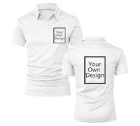 Men's Personalised Polo Shirt with Custom Photo, Logo, Text or Plain Polo Shirt with Classic Buttons Regular Fit Smart Work Top Solid Color,for Dad, boyfriend Lover Sons,Birthday gift,Going to Work