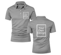 Men's Personalised Polo Shirt with Custom Photo, Logo, Text or Plain Polo Shirt with Classic Buttons Regular Fit Smart Work Top Solid Color,for Dad, boyfriend Lover Sons,Birthday gift,Going to Work
