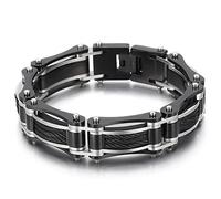 Men's Personalised Stainless Steel Bracelet, Steel Wire Chain Bracelet, Bangle, Hip-Hop Chain for Men and Boys, 210x15mm, Stainless Steel, No gemstone.
