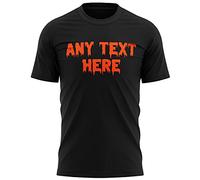 Mens Personalised Text Halloween T Shirt, Add Your Custom Writing Print Design for Fancy Dress Halloween Costume Gifts Men and Women, Adults Fancy Dress Gift Idea Trick Or Treat, XL, Black
