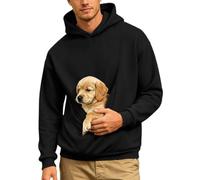 Mens Pet Carrier Hoodies Kitten Puppy Holder Long Sleeve Pullover Tops A1-Black 3XL