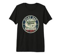 Mens Pilot Dad Aviation Flight Airplane Captain Father's Day Premium T-Shirt