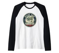 Mens Pilot Dad Aviation Flight Airplane Captain Father's Day Raglan Baseball Tee