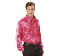 Mens Pink 1970s Ruffle Shirt Disco Fancy Dress Retro Costume