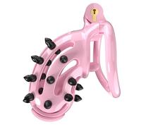Men's Pink Guard Cage Protective Cage (Curved) with Removable Silicone Spikes to Guard Your Innocence and Secrets (UKA169) (Black, B7P)