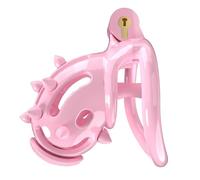 Men's Pink Guard Cage Protective Cage (Curved) with Removable Silicone Spikes to Guard Your Innocence and Secrets (UKA169) (Pink, D7P)