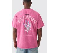 Mens Pink Oversized Pokemon Sylveon Wash License T-shirt, Pink XS