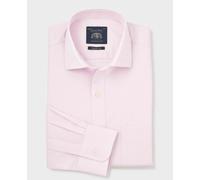 Men's Pink Prince of Wales Check Cotton Twill Classic Fit Formal Shirt - Single Cuff - Size: 18" x Standard - 36.5" - Savile Row Company