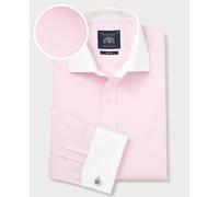 Men's Pink Slim Fit Cotton End-On-End Poplin Winchester Formal Shirt - Double Cuff - Size: 17" x Extra Long - 37.5" - Savile Row Company