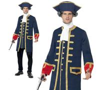 Mens Pirate Commander Admiral Costume Navy Fancy Dress Outfit Deluxe M-L