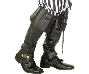 Mens Pirate Fancy Dress Deluxe Faux Leather Bootcovers Black by Smiffys