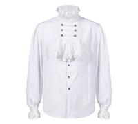 Men's Pirate Shirt for Renaissance Vampire & Gothic Costumes - Ruffled Medieval Steampunk Top with Lace Up Front, Perfect for Halloween, Cosplay Faires, and Victorian Themed Parties Multicolor