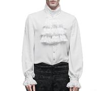 Men's Pirate Shirt Lace Up Ruffled Sleeves Gothic(White 2XL)