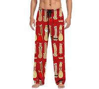 Mens Pjs Bottoms Pyjama Fleece Christmas Pyjamas Loungers for Men Short Set Trousers Winter Ideal Relaxing At Home Lounge Pants Silk