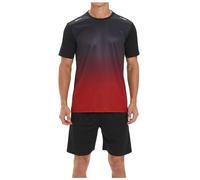 Men's Pjs Loungewear Set Cotton Short Sleeves Pjs Loungewear 2 Piece Nightwear Soft Sleepwear for Men T-Shirt and Shorts PJ Set Loungewear Top and Bottoms 2 Piece Nightwear Sleepwear Classic Red