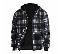 Mens Plaid Hoodies Cardigans Fleece Lined Full Zip Jacket Vintage Casual Sherpa Lumberjack Hooded Soft Warm Checked Thick Cashmere Smart Coat Winter Outerwear Heavyweight Viking Sweatshirts