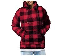 Men'S Plaid Sherpa Hoodie, Men'S Checkered Fleece Hoodie, Men'S Cosy Winter Hoodie, Men'S Fluffy Pullover, Men'S Warm Plaid Hoodie, Men'S Winter Fleece Pullover, Men'S Casual Sherpa Hoodie