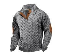 Mens Plain Cardigan Button Up V Neck Knitted Classic Sweater Mens Thick Warm Winter Sweater | Knit Sweater Pullover Stand Collar, Button Up Pullover Winter Sweaters Jumpers With Elbow Patches