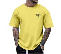 Mens Plain Crew Neck T Shirts Multipack Work Summer Short Sleeve Slim Fit Breathable T-Shirt for Men Smart Work Wear Business Inspirational Tees Sweatshirts (Yellow,3XL)