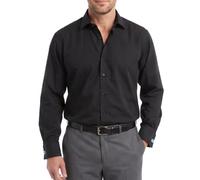 Men's Plain Dress Shirts,Long Sleeve,Double French Cuff with Cufflinks Included,Regular Fit, 14 Colours, Business Wedding Work Shirt by Janeo British Apparel. Black, 20 inches