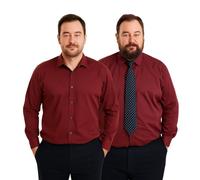 Men's Plain Dress Shirts,Long Sleeve,Double French Cuff with Cufflinks Included,Regular Fit, 14 Colours, Business Wedding Work Shirt by Janeo British Apparel. Burgundy, 21 inches