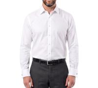 Men's Plain Dress Shirts,Long Sleeve,Double French Cuff with Cufflinks Included,Regular Fit, 14 Colours, Business Wedding Work Shirt by Janeo British Apparel. White, 17.5 inches