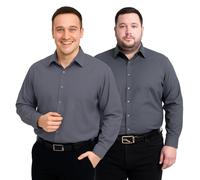 Men's Plain Dress Shirts,Long Sleeve,Double French Cuff with Cufflinks Included,Regular Fit, 14 Colours, Business Wedding Work Shirt by Janeo British Apparel. Grey, 22 inches