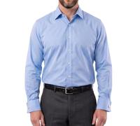 Men's Plain Dress Shirts,Long Sleeve,Double French Cuff with Cufflinks Included,Regular Fit, 14 Colours, Business Wedding Work Shirt by Janeo British Apparel. Porcelain Blue, 16.5 inches