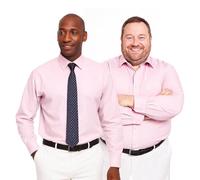 Men's Plain Dress Shirts,Long Sleeve,Double French Cuff with Cufflinks Included,Regular Fit, 14 Colours, Business Wedding Work Shirt by Janeo British Apparel. Pink, 20 inches