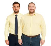 Men's Plain Dress Shirts,Long Sleeve,Double French Cuff with Cufflinks Included,Regular Fit, 14 Colours, Business Wedding Work Shirt by Janeo British Apparel. Fresh Primrose Lemon, 15.5 inches