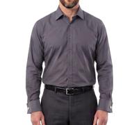 Men's Plain Dress Shirts,Long Sleeve,Double French Cuff with Cufflinks Included,Regular Fit, 14 Colours, Business Wedding Work Shirt by Janeo British Apparel. Grey, 14.5 inches