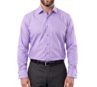 Men's Plain Dress Shirts,Long Sleeve,Double French Cuff with Cufflinks Included,Regular Fit, 14 Colours, Business Wedding Work Shirt by Janeo British Apparel. Vibrant Lavender, 15.5 inches