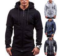 Men's Plain Hoodies Sweatshirt UK Sale Clearance Full Zip Jackets Cardigan Hoody Drawstring Jumper Casual Long Sleeve Hooded Pullover Workout Gym Sports Tops Warm Sweater Sportswear with Pockets