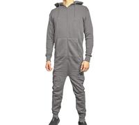 Mens Plain jumpsuit Adult Warm Hooded Fleece All-in-One Zip 1Onesie Men's Nightwear Loungewear Snuggle One Piece Pyjamas Long Sleeves Stitch Onesie Adult (UK, Alpha, XL, Regular, Regular, Charcoal)