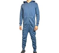 Mens Plain jumpsuit Adult Warm Hooded Fleece All-in-One Zip 1Onesie Men's Nightwear Loungewear Snuggle One Piece Pyjamas Long Sleeves Stitch Onesie Adult (UK, Alpha, L, Regular, Regular, Slate Blue)