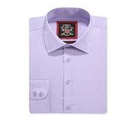 Mens Plain Long Sleeve Formal Dress Shirts, Regular Fit Generous Cut Tailored,Double & Single Cuff Options, Office Work Wear, 14 Colors by Janeo British Apparel. [ Lavender, Single Cuff, 19 in ]