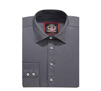 Men's Plain Regular Fit Shirts,Long Sleeve Business Formal Dress Wedding Work Shirt,Button Cuffs. 14 Pastels & Dark Office Colours, by Janeo British Apparel UK. Grey, 16.5 inches