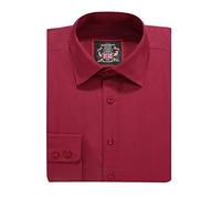 Men's Plain Regular Fit Shirts,Long Sleeve Business Formal Dress Wedding Work Shirt,Button Cuffs. 14 Pastels & Dark Office Colours, by Janeo British Apparel UK. Burgundy, 21 inches