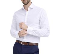 Men's Plain Regular Fit Shirts,Long Sleeve Business Formal Dress Wedding Work Shirt,Single Cuff. 14 Pastels & Dark Office Colours, by Janeo British Apparel UK. White, 22 inches
