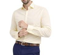 Men's Plain Regular Fit Shirts,Long Sleeve Business Formal Dress Wedding Work Shirt,Single Cuff. 14 Pastels & Dark Office Colours, by Janeo British Apparel UK. Fresh Primrose Lemon, 19 inches