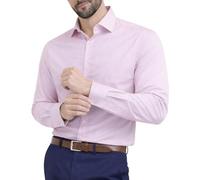 Men's Plain Regular Fit Shirts,Long Sleeve Business Formal Dress Wedding Work Shirt,Single Cuff. 14 Pastels & Dark Office Colours, by Janeo British Apparel UK. Pink, 16 inches