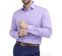 Men's Plain Regular Fit Shirts,Long Sleeve Business Formal Dress Wedding Work Shirt,Single Cuff. 14 Pastels & Dark Office Colours, by Janeo British Apparel UK. Vibrant Lavender, 16.5 inches