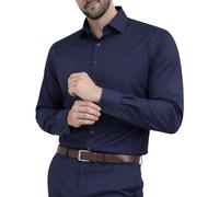 Men's Plain Regular Fit Shirts,Long Sleeve Business Formal Dress Wedding Work Shirt,Single Cuff. 14 Pastels & Dark Office Colours, by Janeo British Apparel UK. Navy Blue, 17.5 inches
