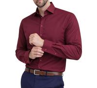 Men's Plain Regular Fit Shirts,Long Sleeve Business Formal Dress Wedding Work Shirt,Single Cuff. 14 Pastels & Dark Office Colours, by Janeo British Apparel UK. Burgundy, 17.5 inches