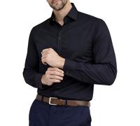 Men's Plain Regular Fit Shirts,Long Sleeve Business Formal Dress Wedding Work Shirt,Single Cuff. 14 Pastels & Dark Office Colours, by Janeo British Apparel UK. Black, 17 inches