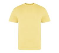 Mens Plain Short Sleeve T Shirts Combed Cotton Round Neck Tees - Sherbet Lemon Yellow (2XL)