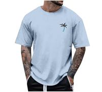 Mens Plain T-Shirts Short Sleeve Crew Neck Cotton Boys Undershirts Running Gym Sport Tops Workwear Workout Tees for Men Wedding Party Work Tops Japanese Aesthetic Clothes (Light Blue,3XL)