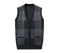 Mens Plain V-Neck Sleeveless Knitted Vest Men's Sweater Vest Sleeveless Jumper Classic Knitwear Pullover Twisted Knitted Pullover Regular Fit Winter Grey XXL
